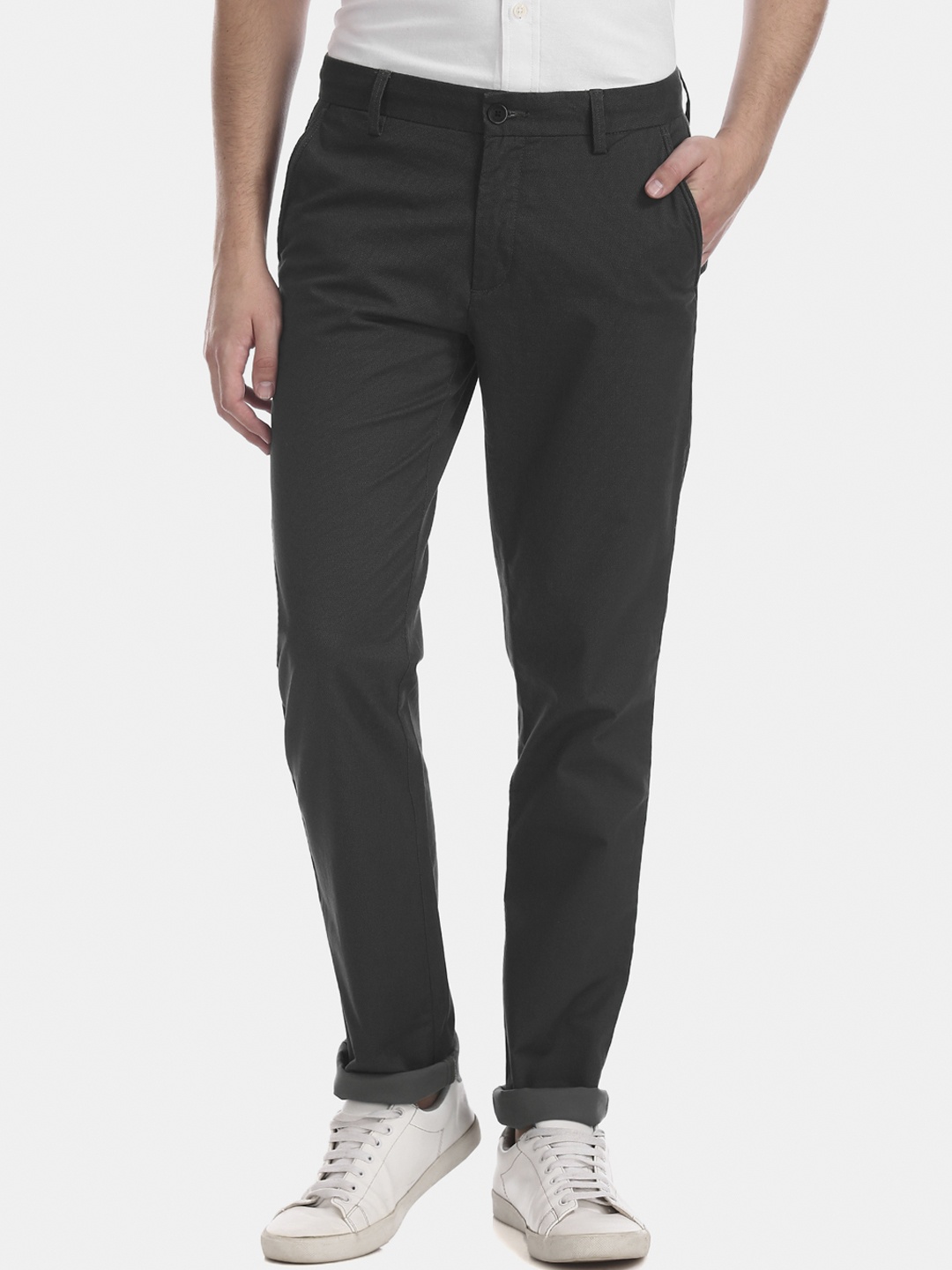 

Arrow Sport Men Green Slim Fit Self Design Regular Trousers