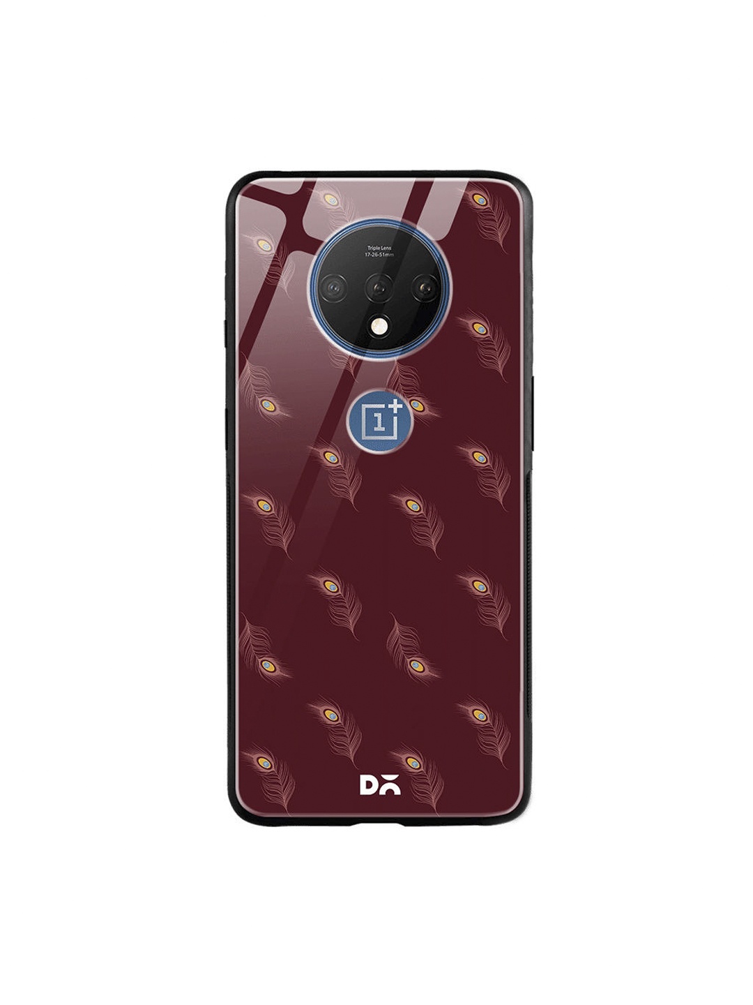 

DailyObjects Maroon Feathers OnePlus 7T Glass Mobile Case