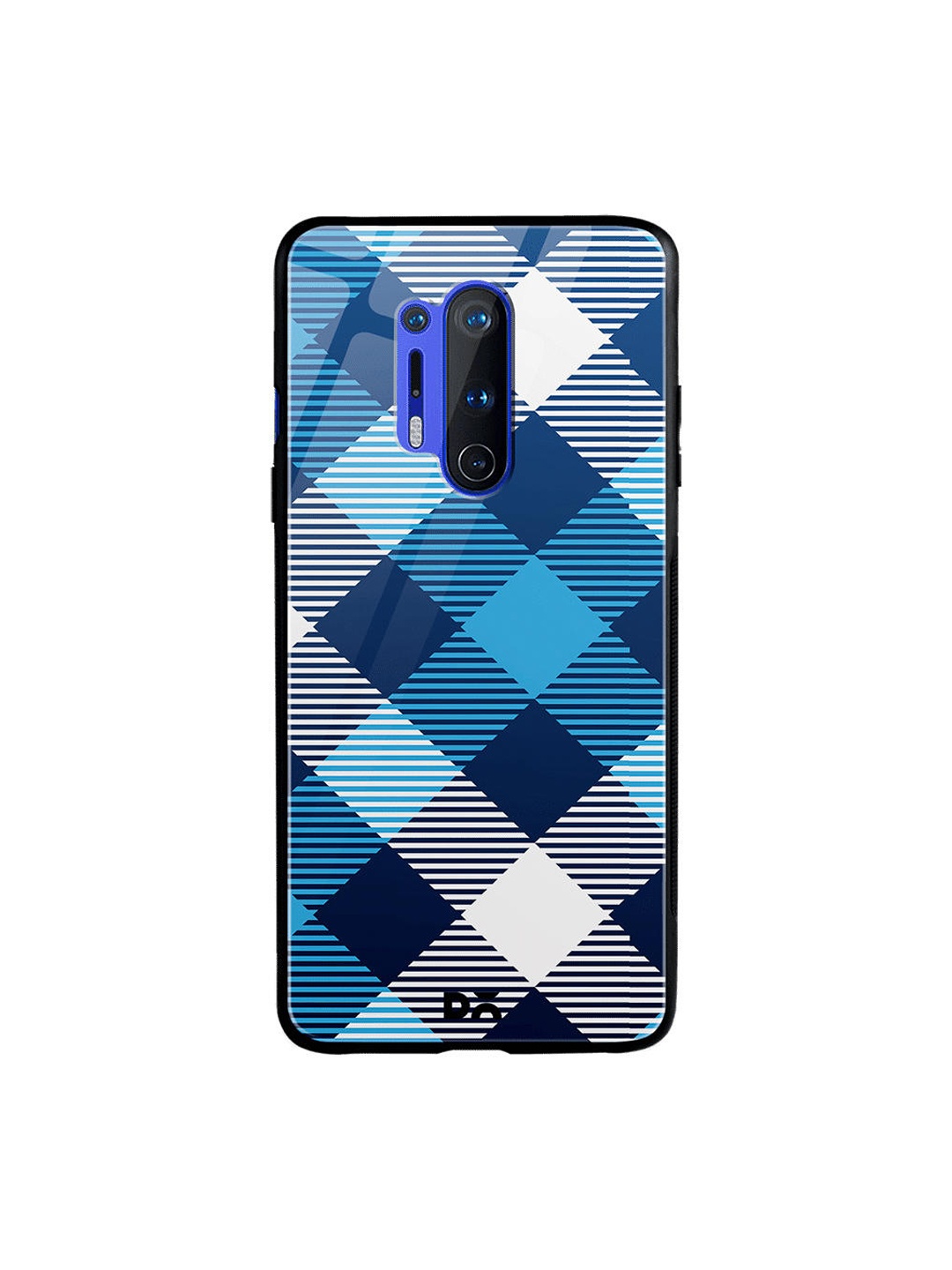 

DailyObjects Navy Blue & White Medium Static Nightfall Checks OnePlus 8 Pro Glass Mobile Case