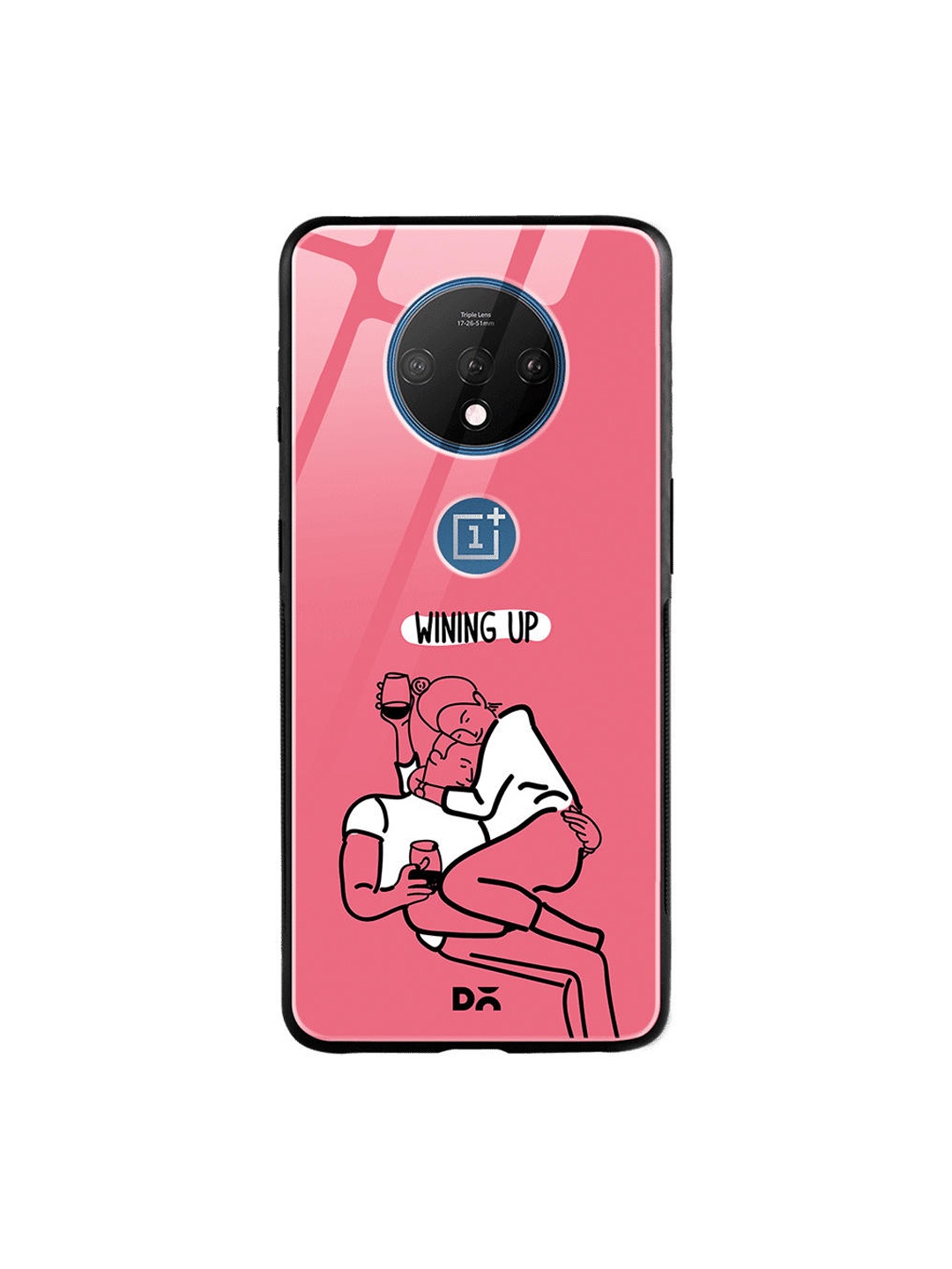 

DailyObjects Pink & White Wining Up OnePlus 7T Glass Mobile Cover