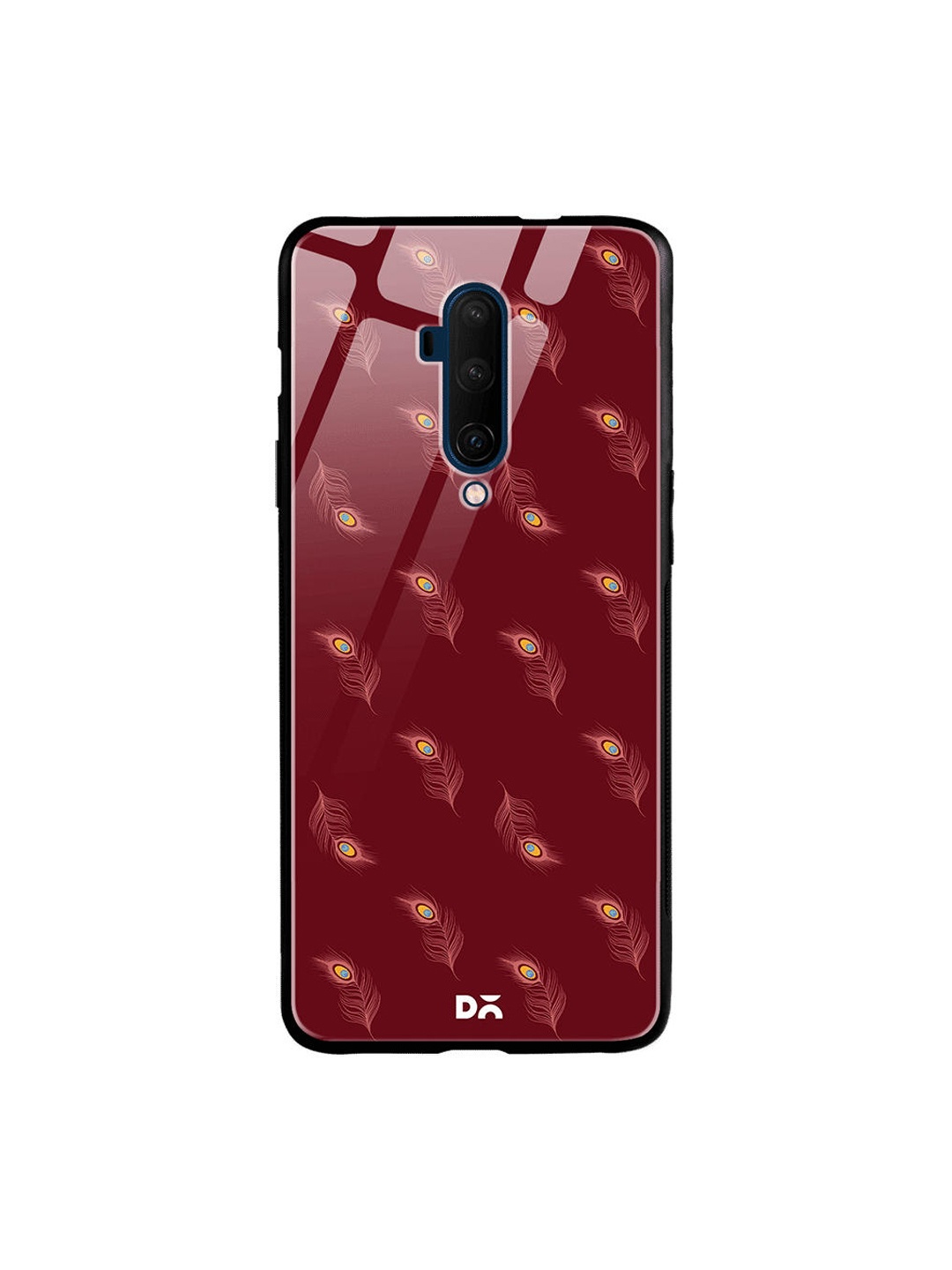 

DailyObjects Maroon Feathers OnePlus 7T Pro Glass Mobile Cover