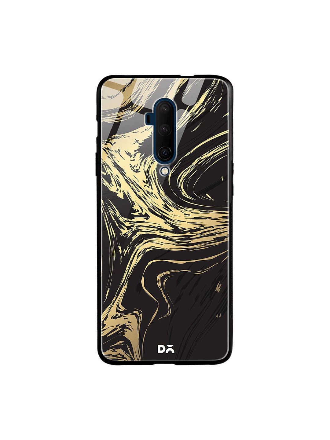 

DailyObjects Black & Gold-Toned Marble Art OnePlus 7T Pro Glass Mobile Case, Multi