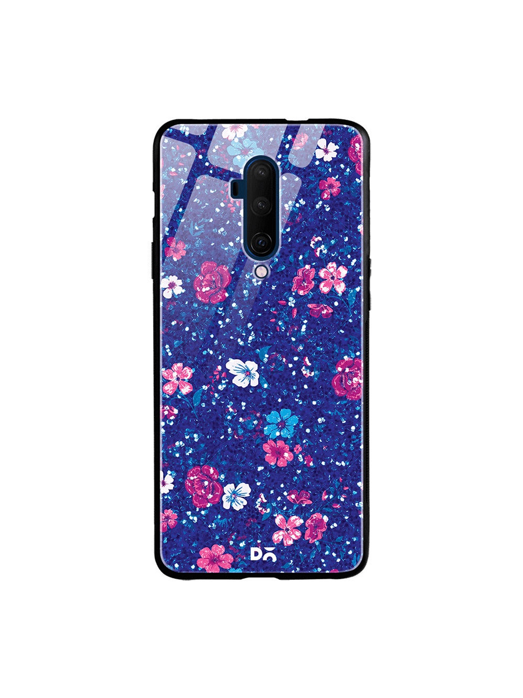 

DailyObjects Navy Blue & Pink Marble Flowers OnePlus 7T Pro Glass Mobile Case