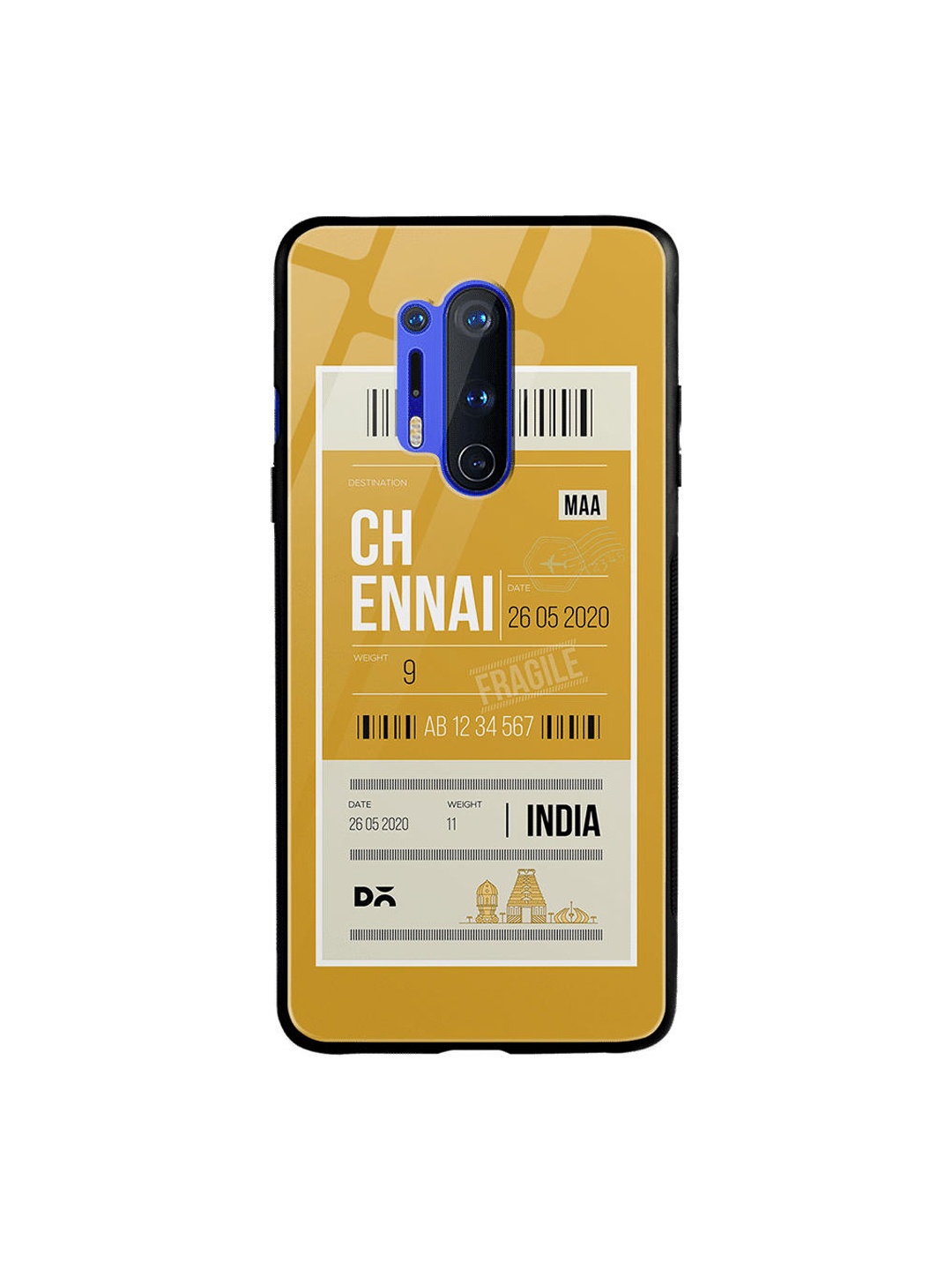 

DailyObjects Yellow & White Chennai City Tag OnePlus 8 Pro Glass Mobile Case
