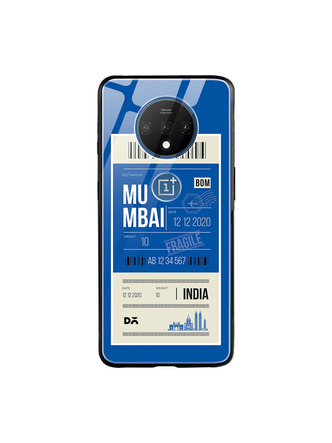 

DailyObjects Blue & White Mumbai City Tag Printed OnePlus 7T Glass Case