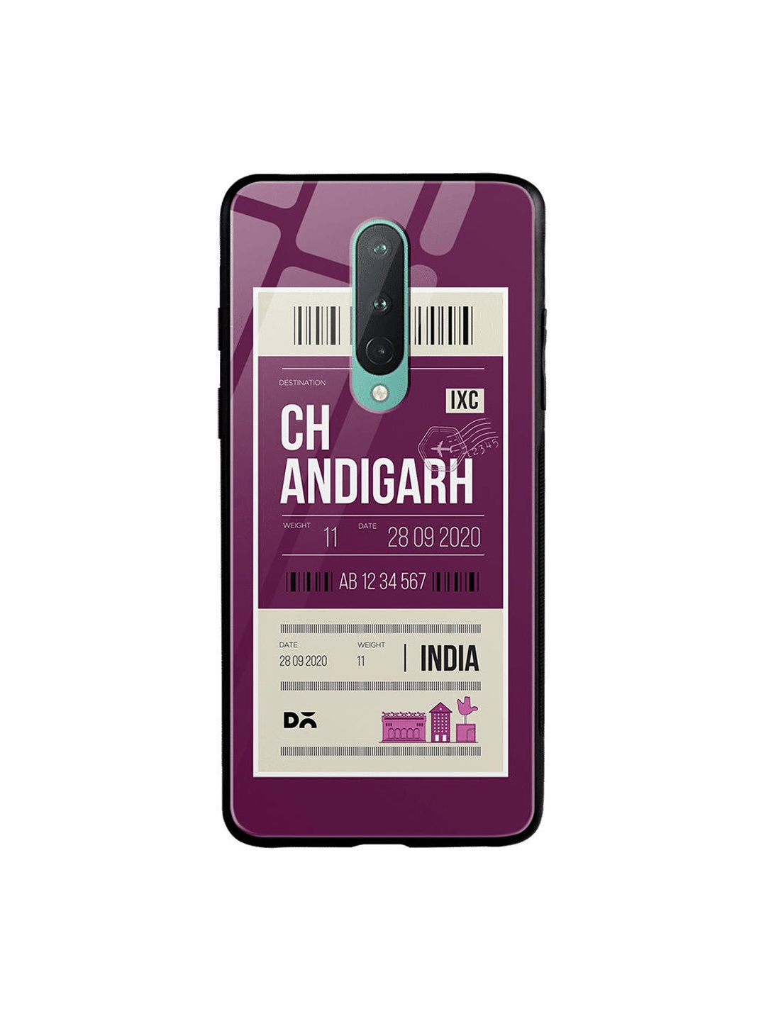 

DailyObjects Magenta & Off-White Chandigarh City Tag OnePlus 8 Glass Mobile Cover