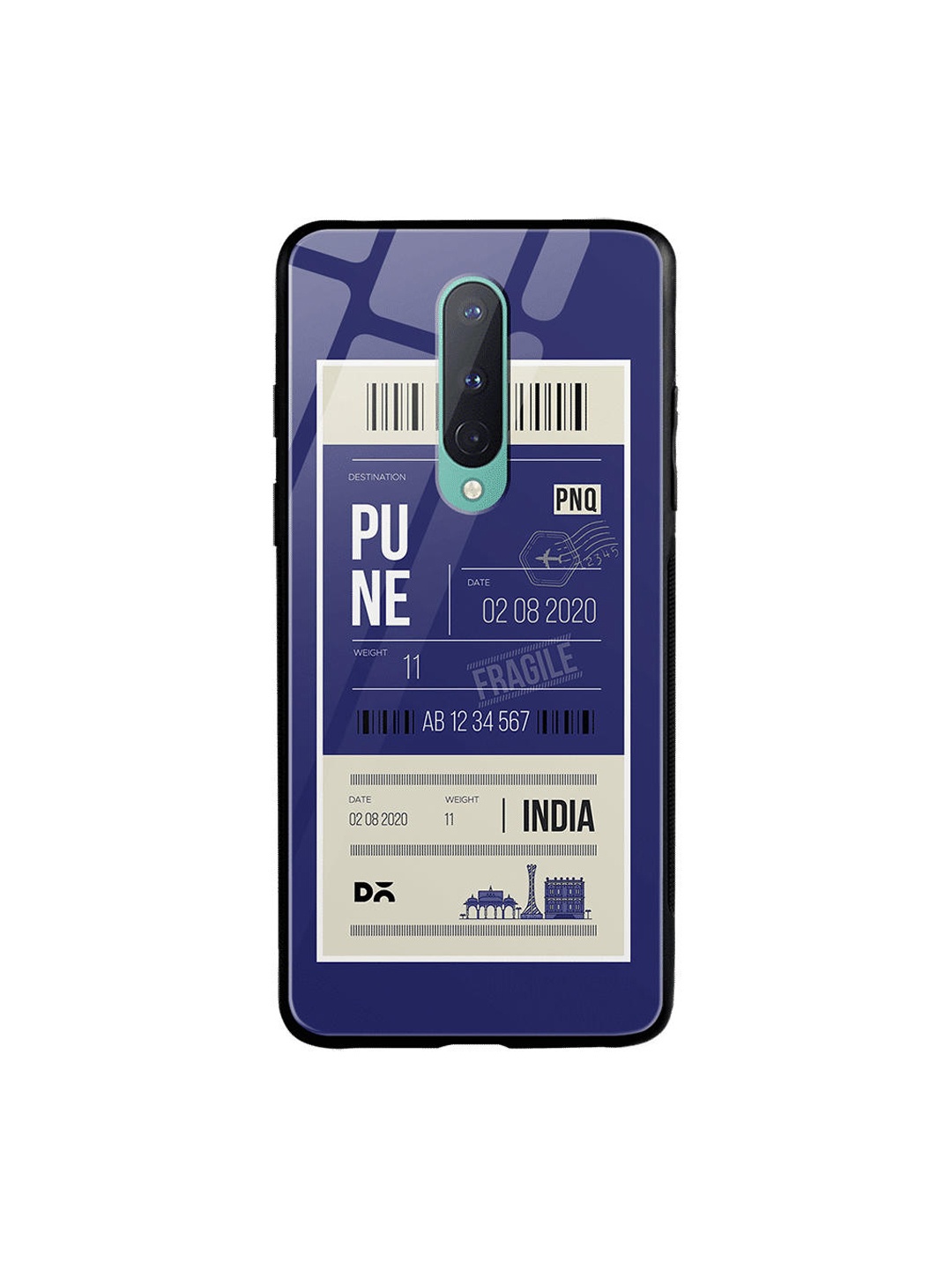 

DailyObjects Blue & White Pune City Tag Printed OnePlus 8 Glass Case