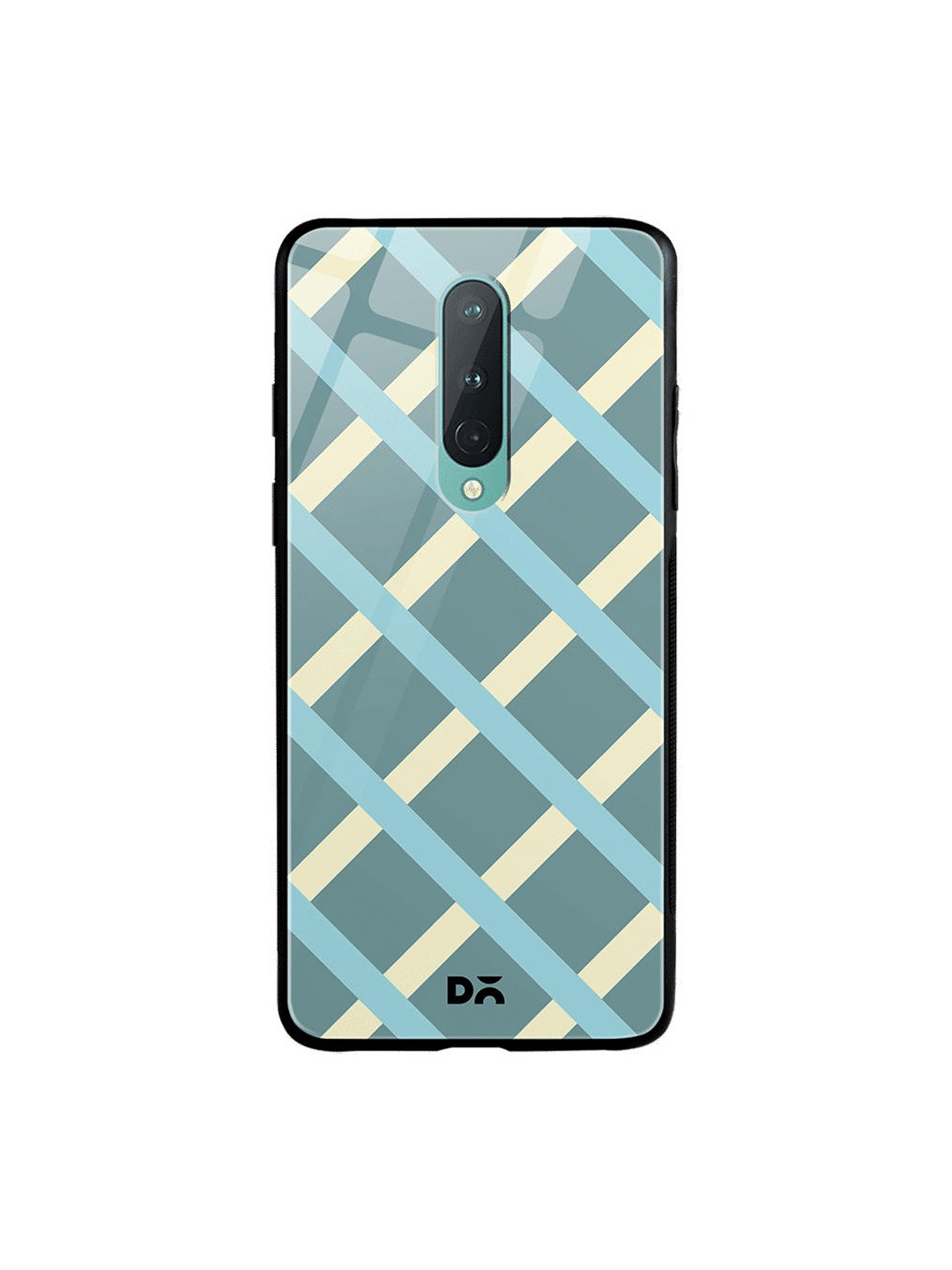 

DailyObjects Sea Green & Yellow Diagonal Checks OnePlus 8 Glass Mobile Cover