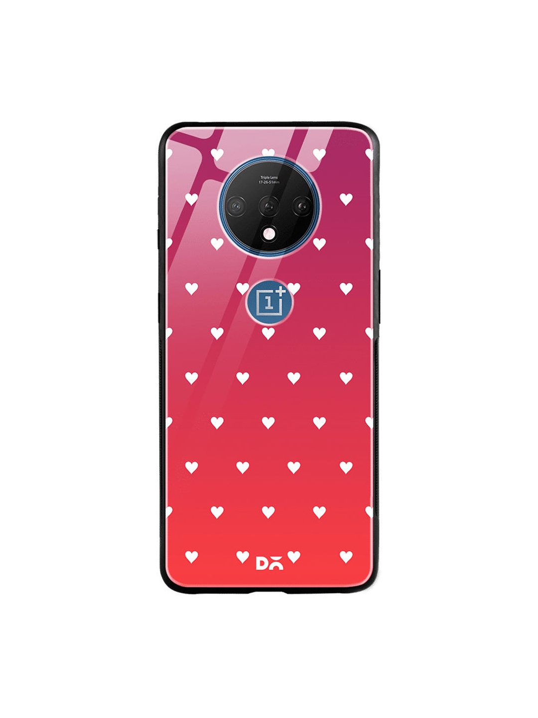 

DailyObjects Red & White Berry Hearts OnePlus 7T Glass Mobile Case