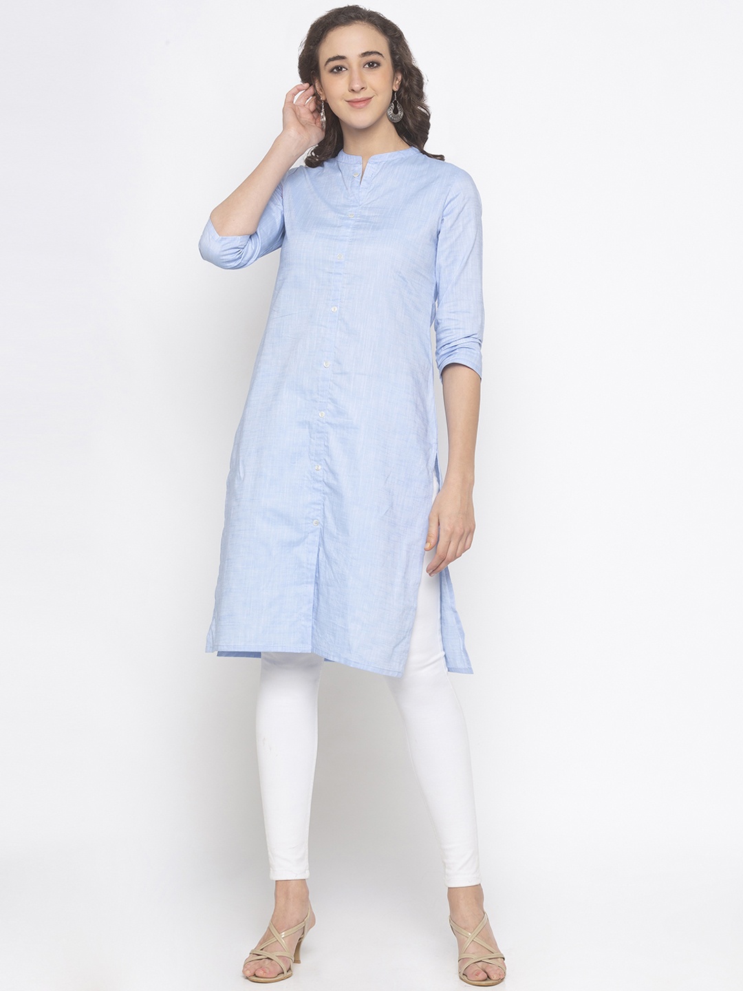 

Globus Women Blue Solid Straight Kurta