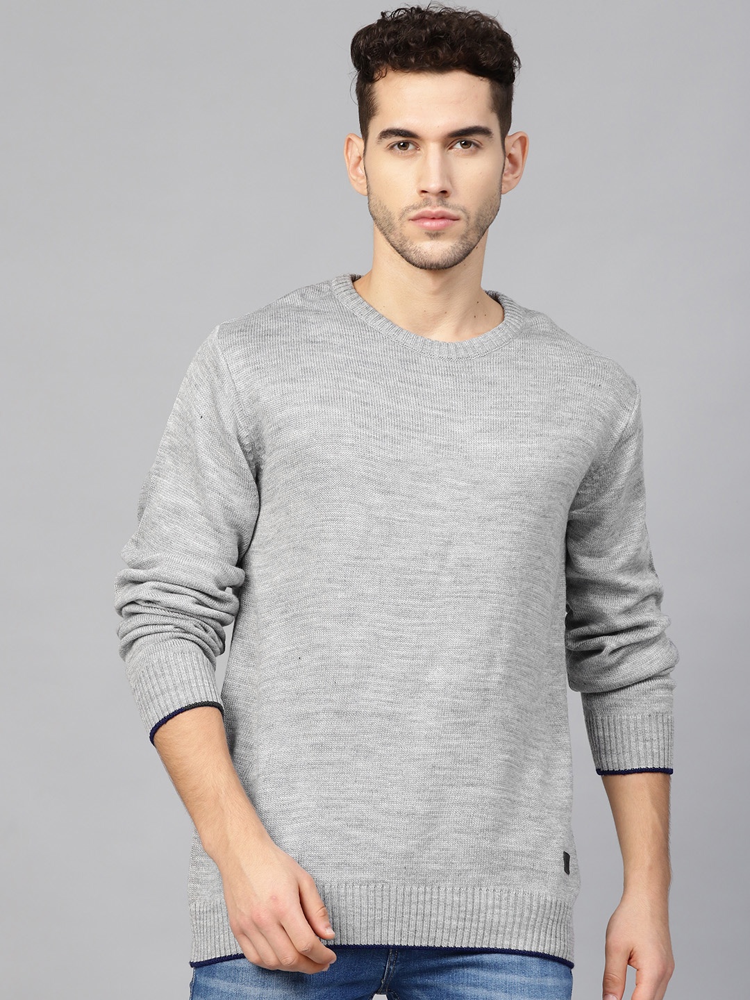 

Roadster Men Grey Melange Solid Acrylic Sweater