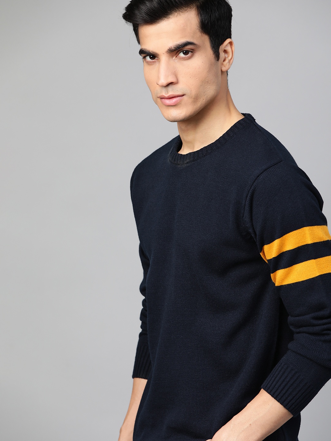 

Roadster Men Navy Blue Solid Pullover