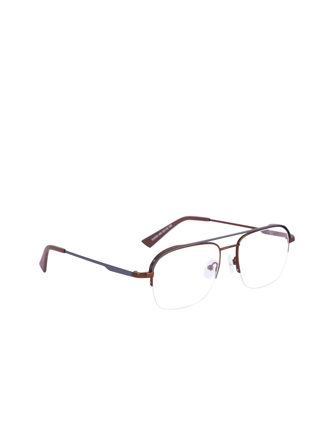 

MARC LOUIS Men Gunmetal-Toned Solid Half Rim Square Frames MLDL5306 006 52, Metallic