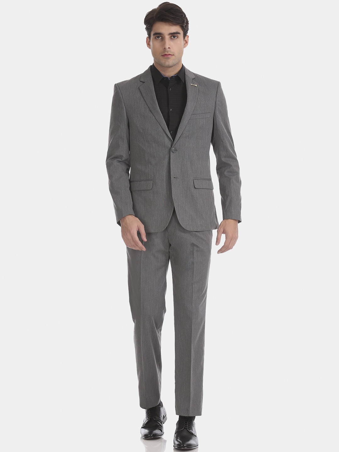 

Arrow Men Grey Self-Design Single-Breasted Formal Suit