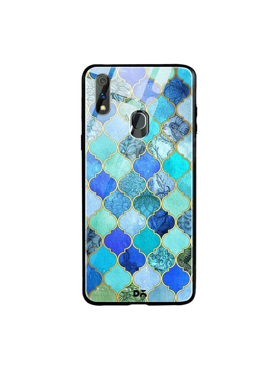 

DailyObjects Blue & Gold-Toned Aqua Moroccan Oppo Realme 3 Pro Glass Case