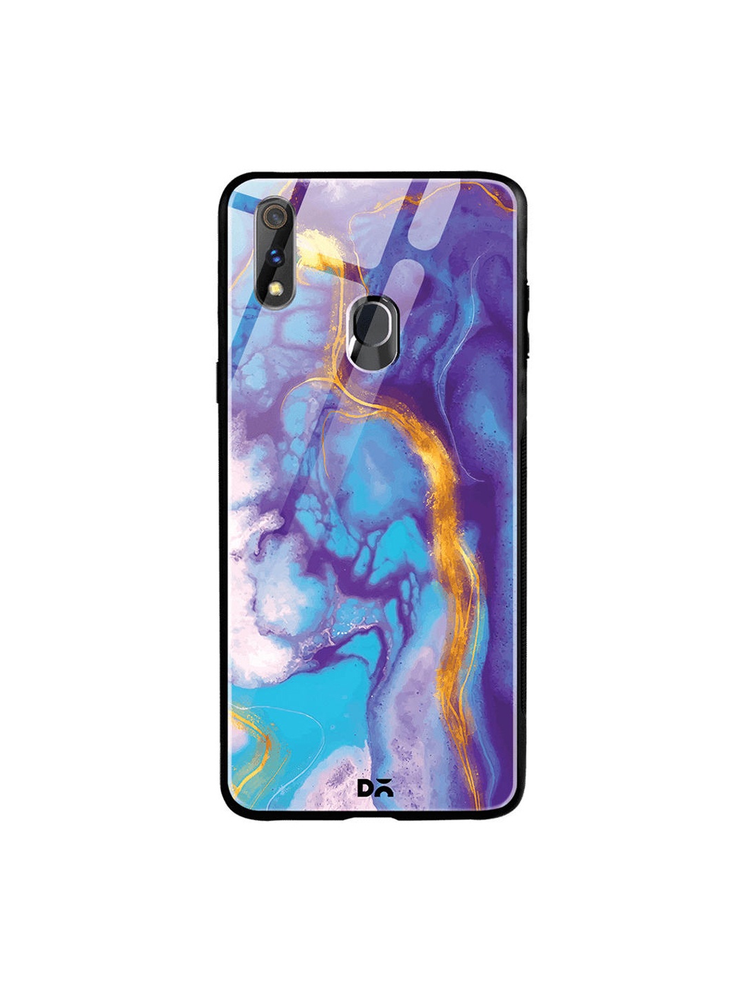 

DailyObjects Blue & Gold-Toned Marble Thunder Oppo Realme 3 Pro Glass Case