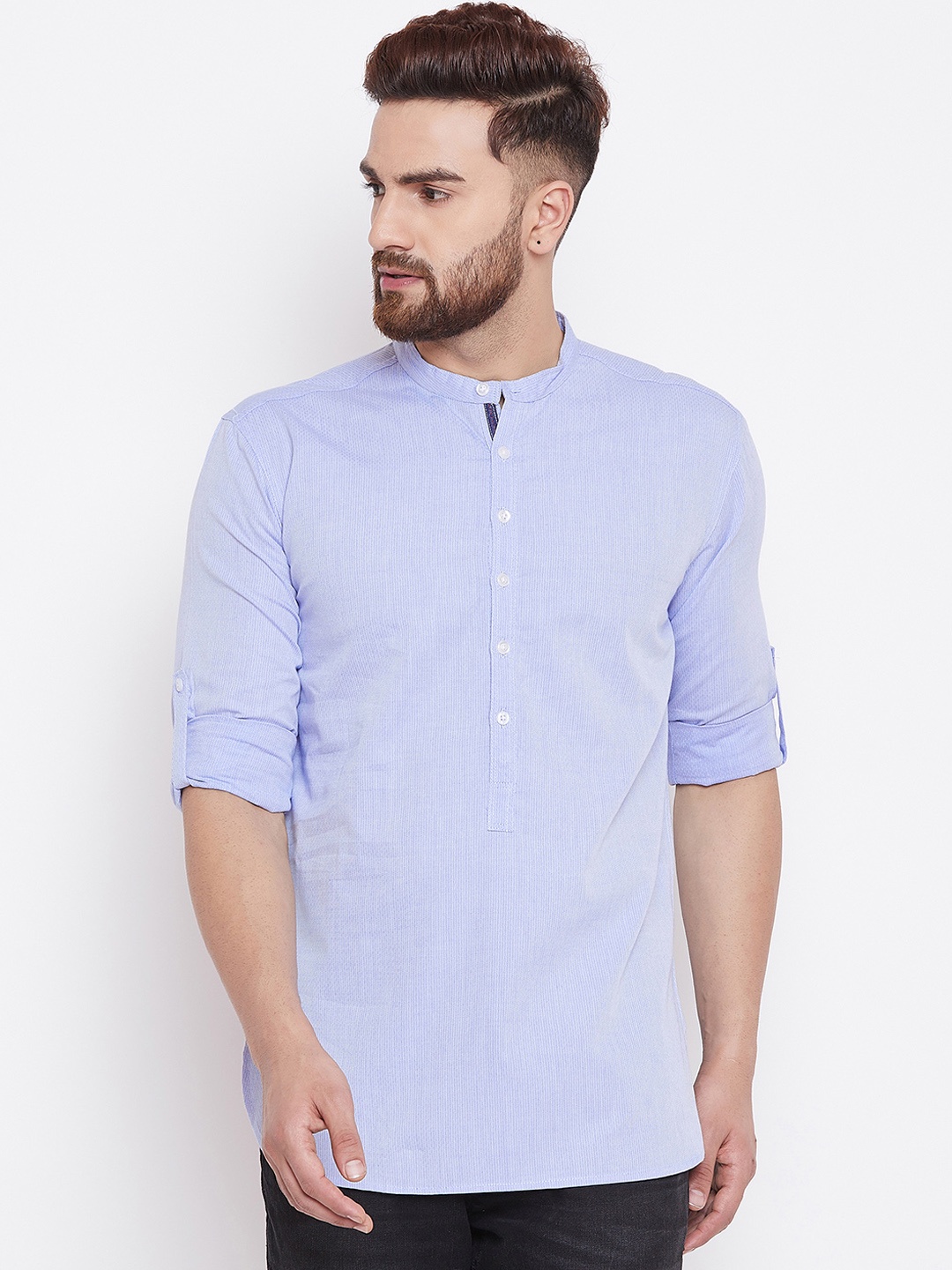 

even Men Blue Solid Straight Kurta