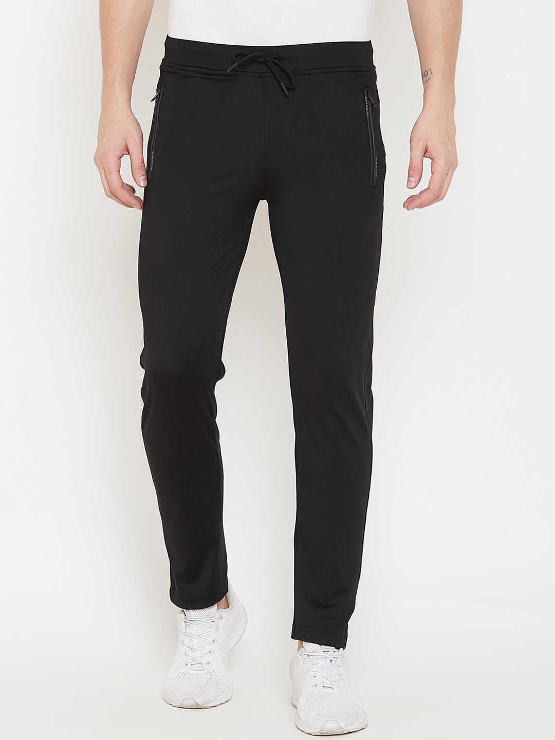 

Okane Men Black Solid Track Pants