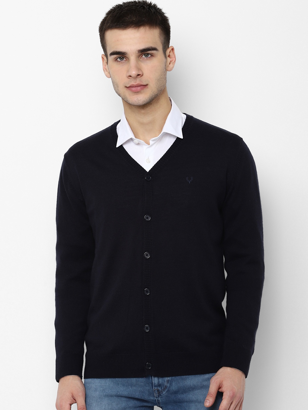 

Allen Solly Men Black Solid Cardigan Sweater