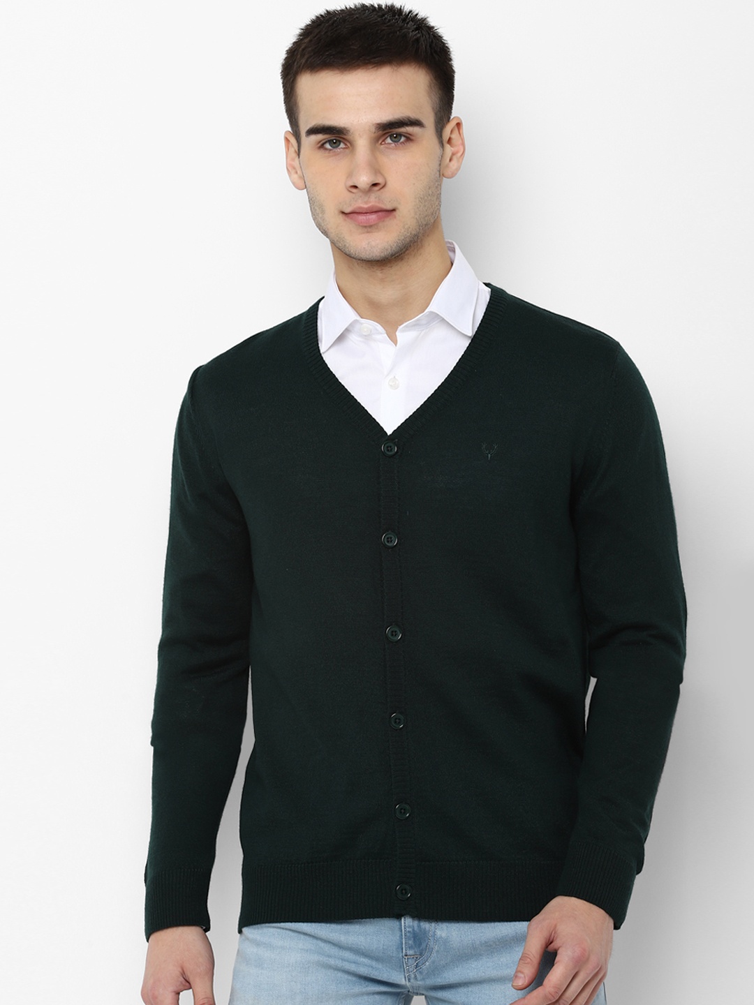 

Allen Solly Men Green Solid Cardigan Sweater