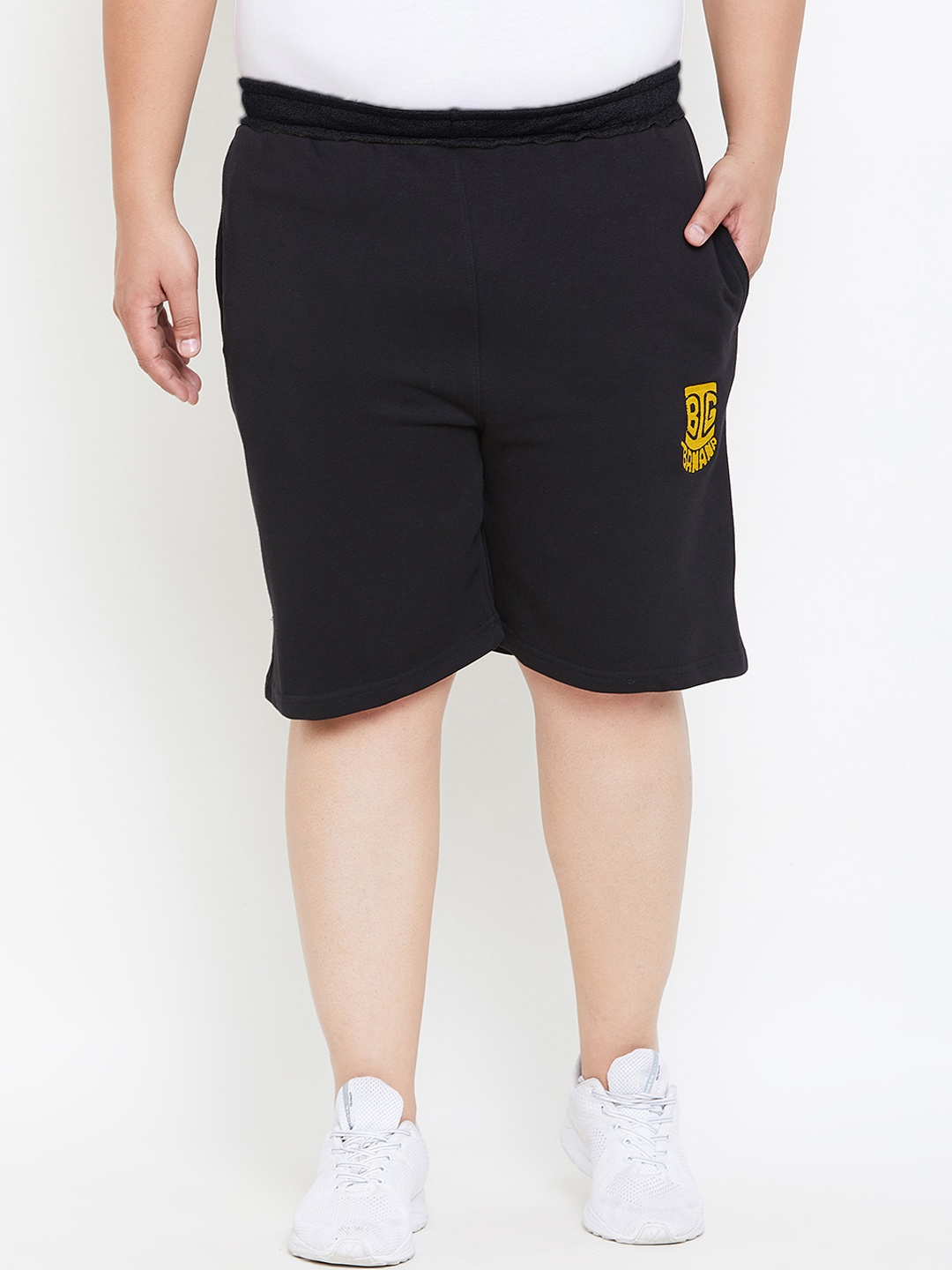 

bigbanana Plus Size Men Black Solid Regular Fit Regular Shorts