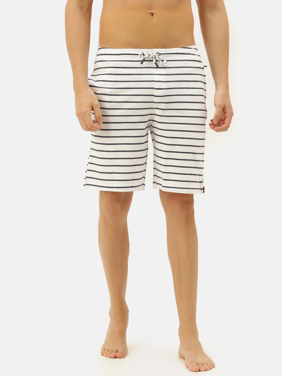 

Bareblow Men White & Black Striped Lounge Shorts