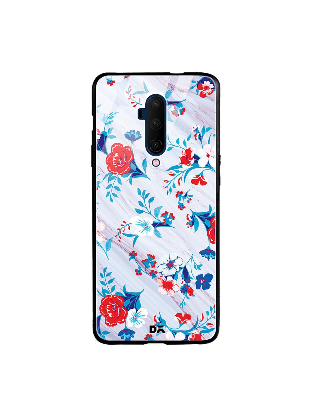 

DailyObjects White & Blue Marble Flowers OnePlus 7T Pro Glass Mobile Case