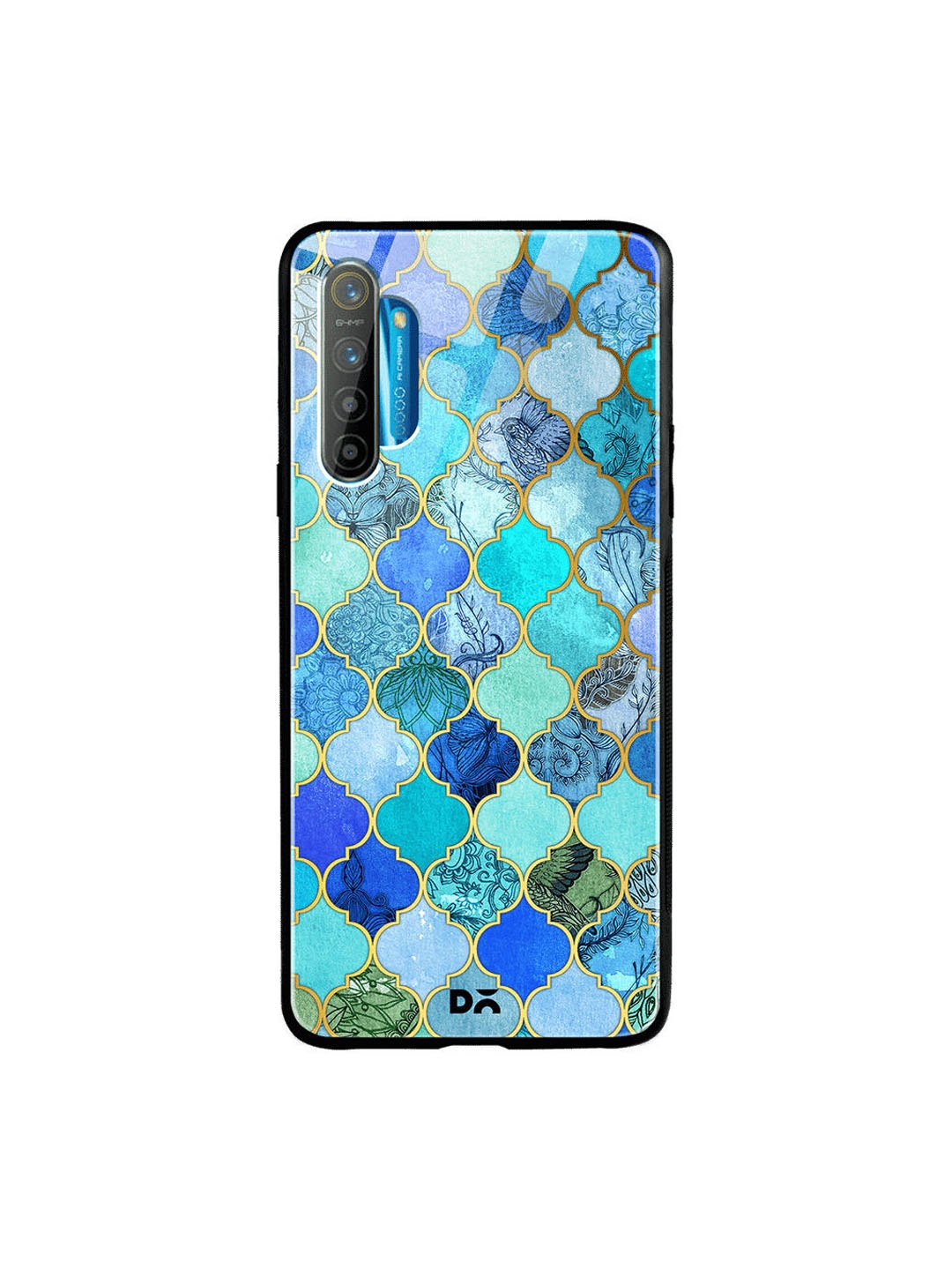 

DailyObjects Blue & Gold-Toned Aqua Moroccan Oppo Realme XT Glass Mobile Case