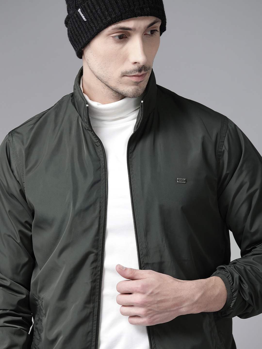 

Roadster Men Charcoal Grey Solid Tailored Jacket