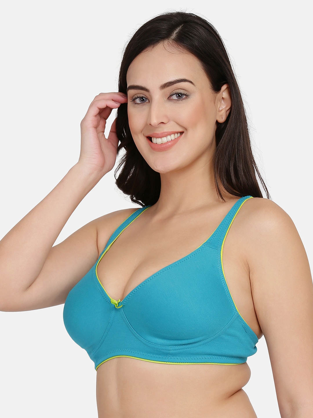 

Curvy Love Plus Size Blue Solid Antimicrobial Non-Wired Non Padded Plunge Bra CL-11 SKY-C20