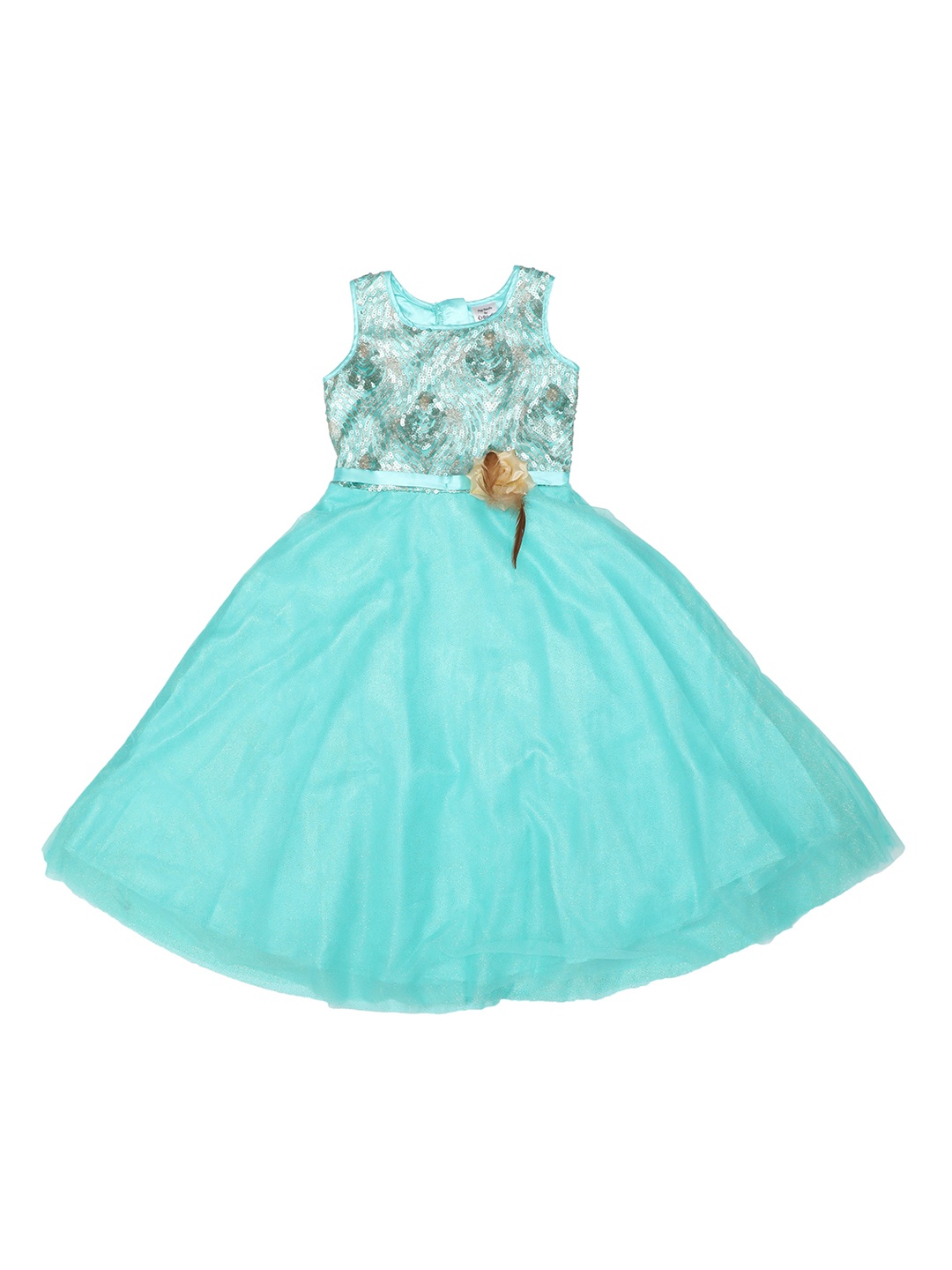 

Doodle Girls Turquoise Blue Embellished Fit and Flare Dress