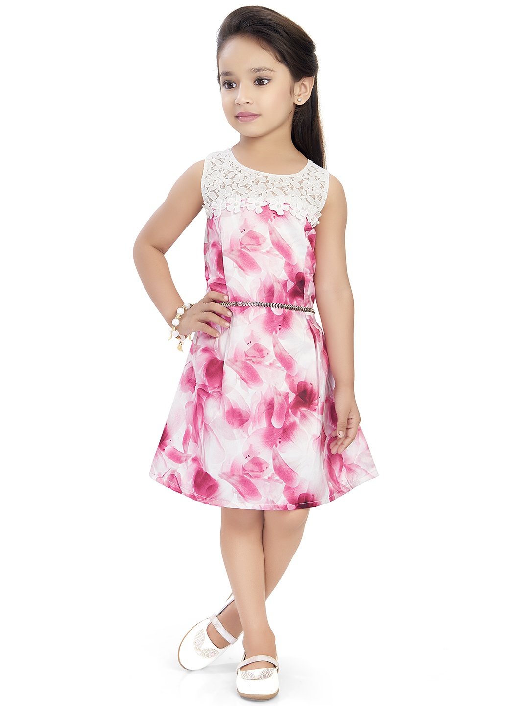 

Doodle Girls Pink Printed A-Line Dress