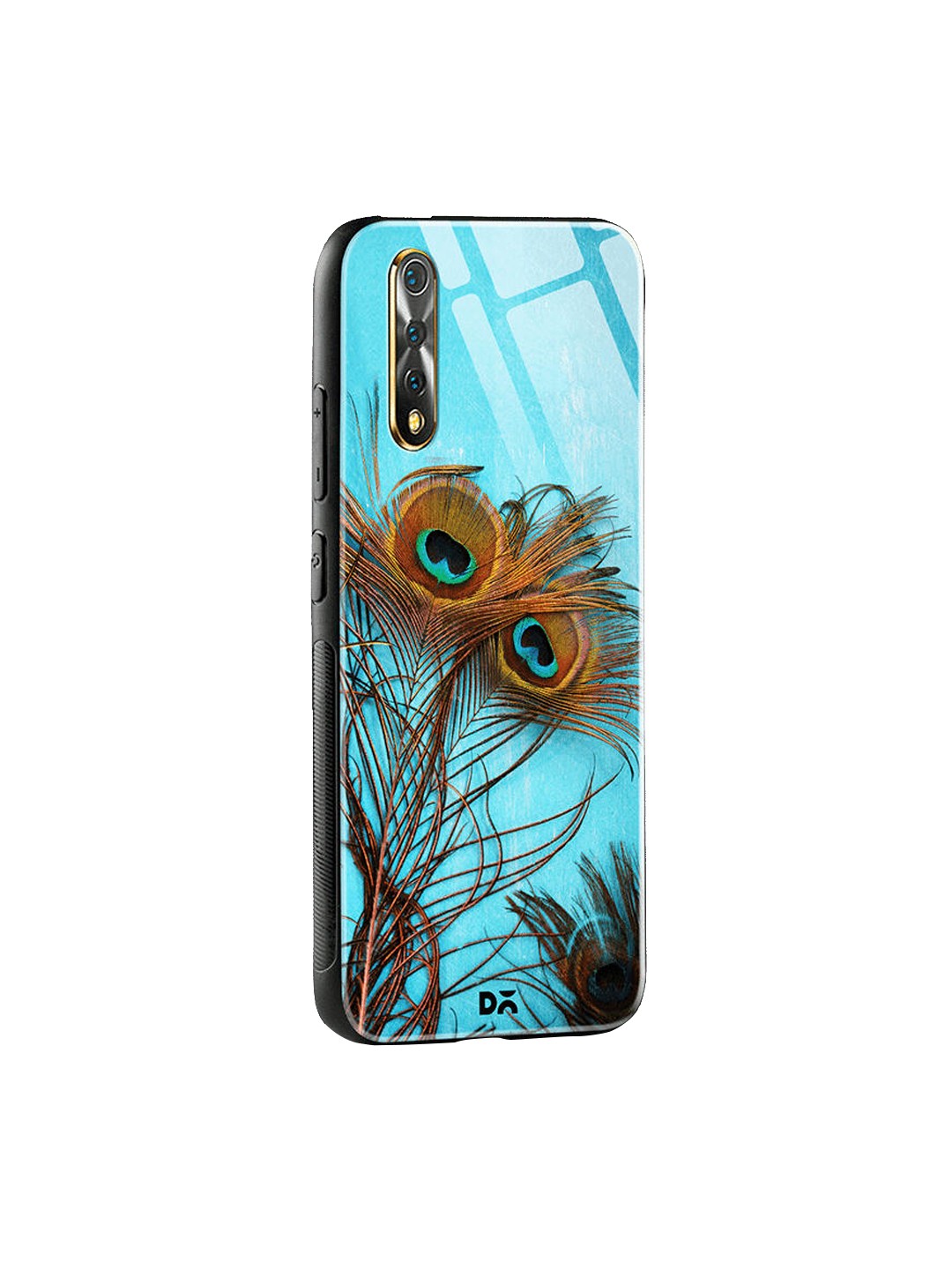 

DailyObjects Blue & Green 3 Peacock Feathers Vivo S1 Glass Case
