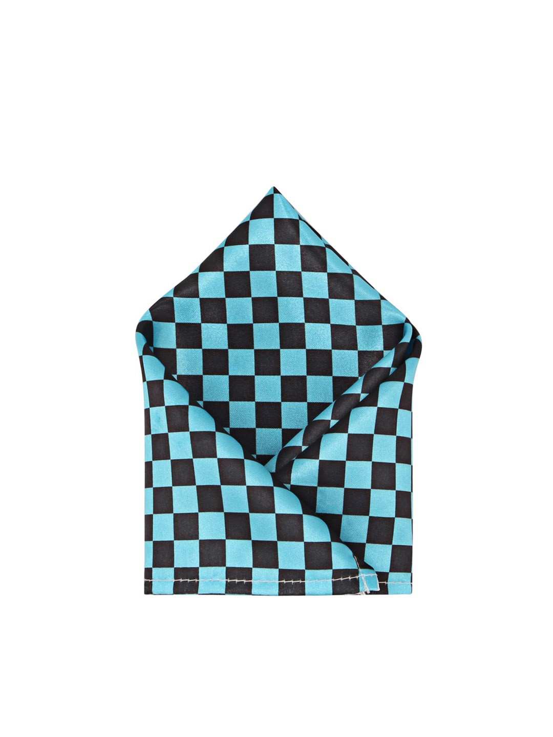 

Blacksmith Men Blue & Black Checked Pocket Square
