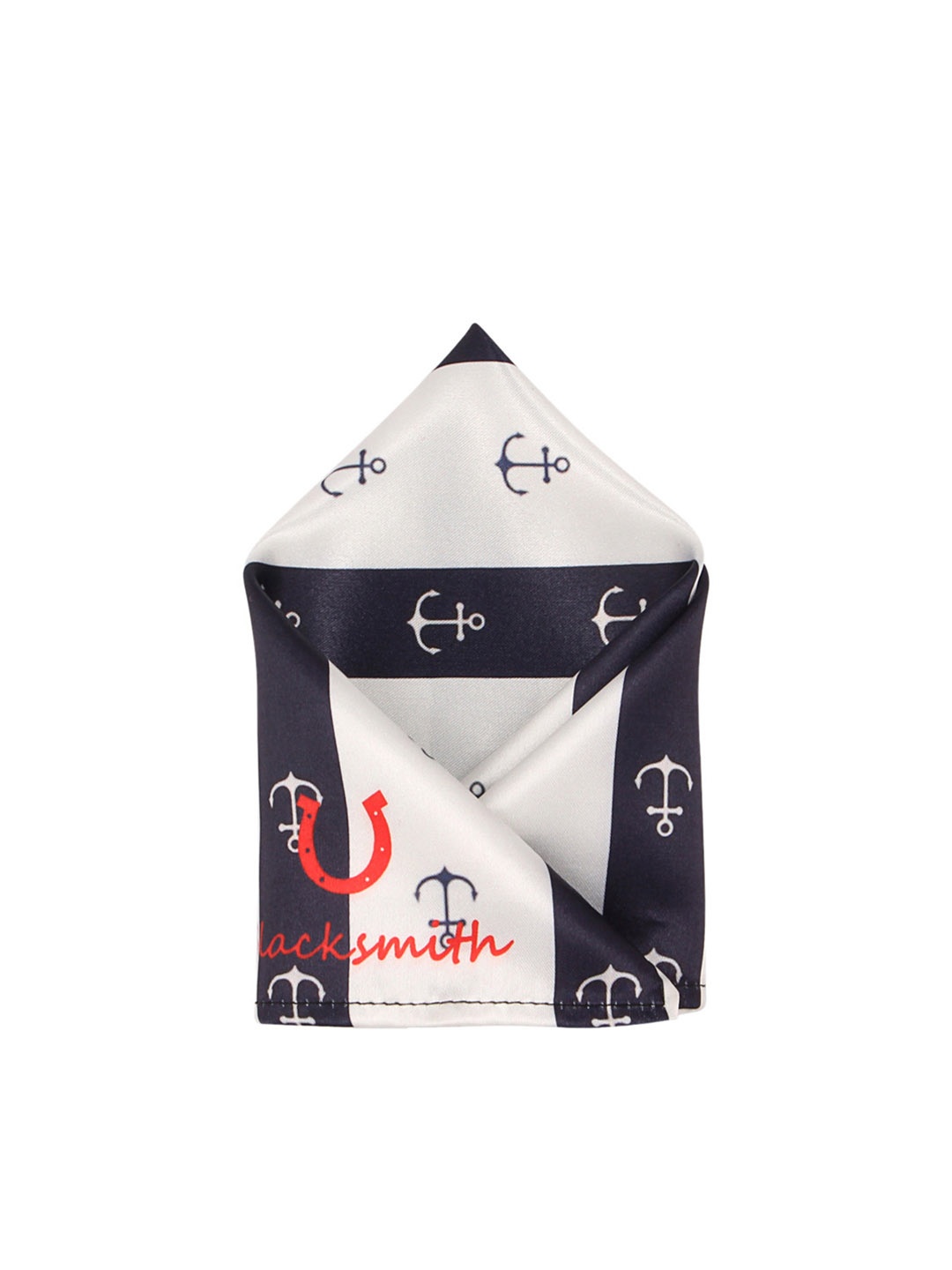 

Blacksmith Men Navy Blue & White Printed Pocket Square