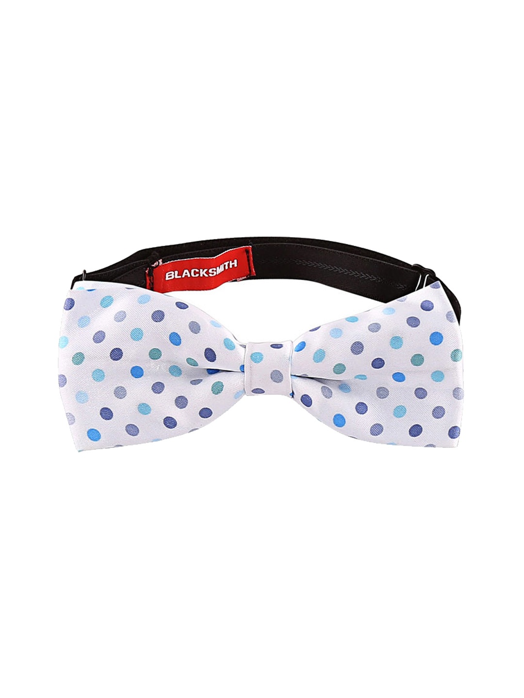 

Blacksmith Men White & Blue Printed Bow Tie