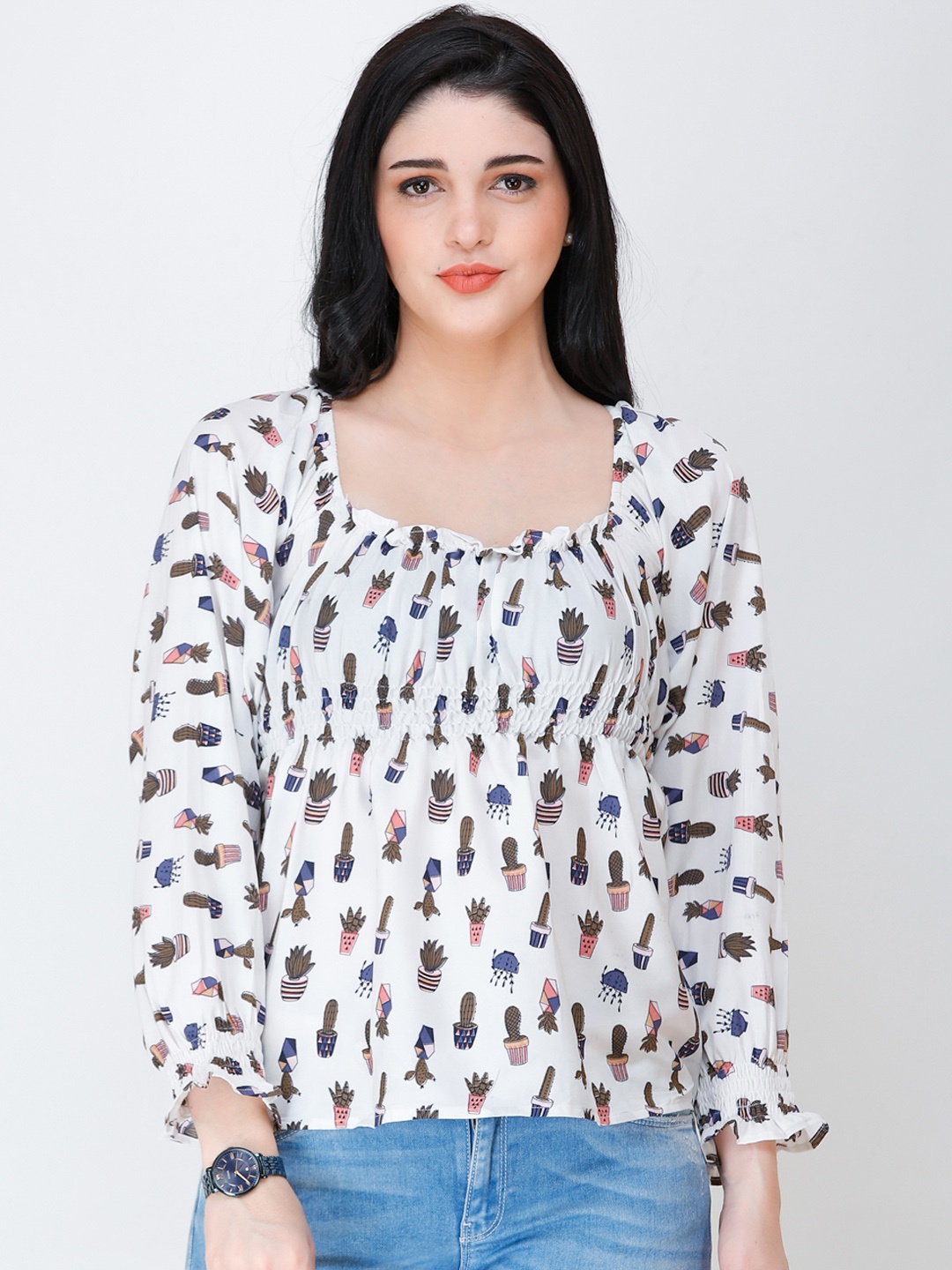 

Cation Women White Printed Top
