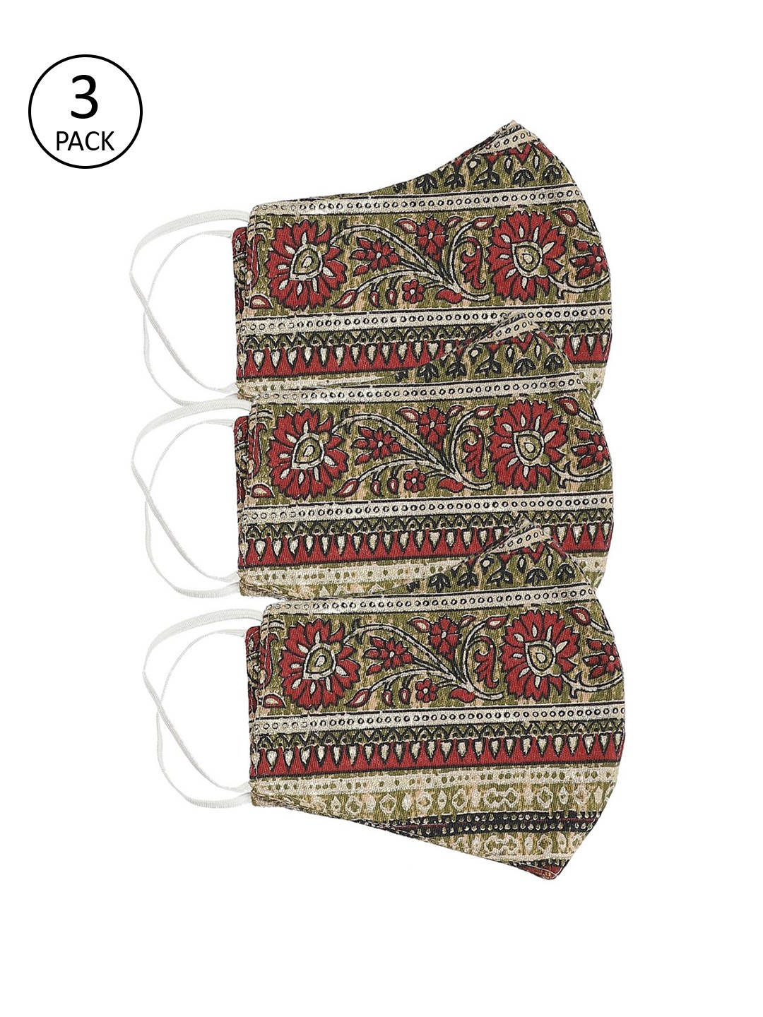 

Priyaasi Adults 3 Pcs Printed 2-Ply Reusable Cloth Mask, Multi