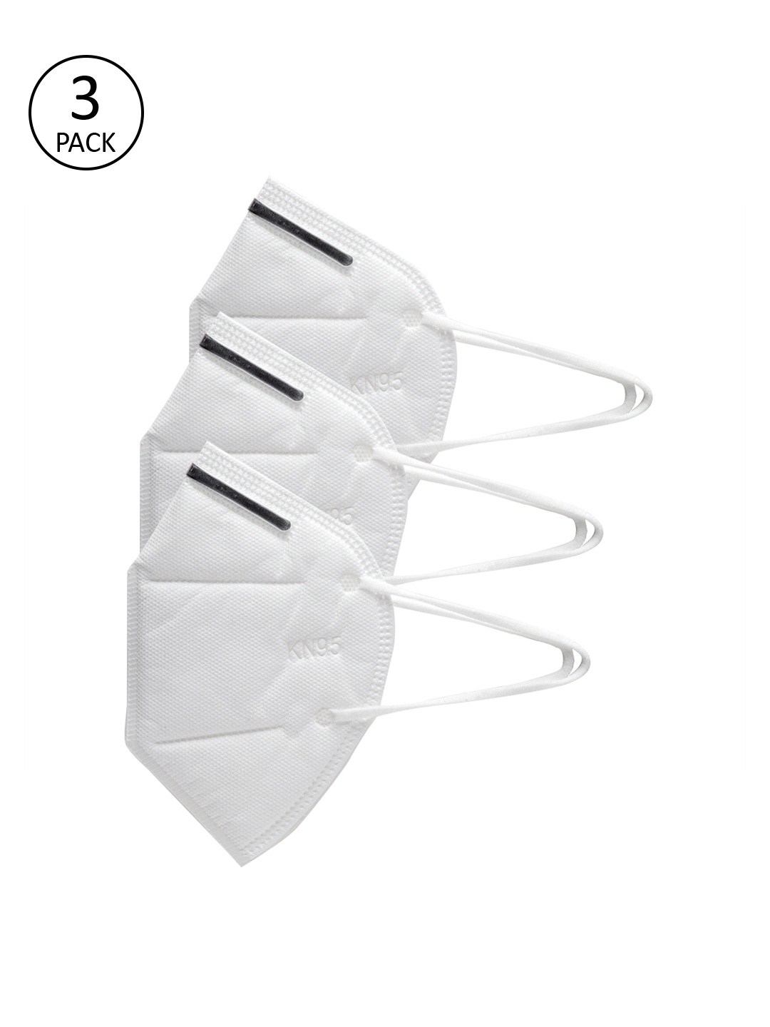 

WELBAWT Adults Pack of 3 White Reusable 3-Ply N95 Masks
