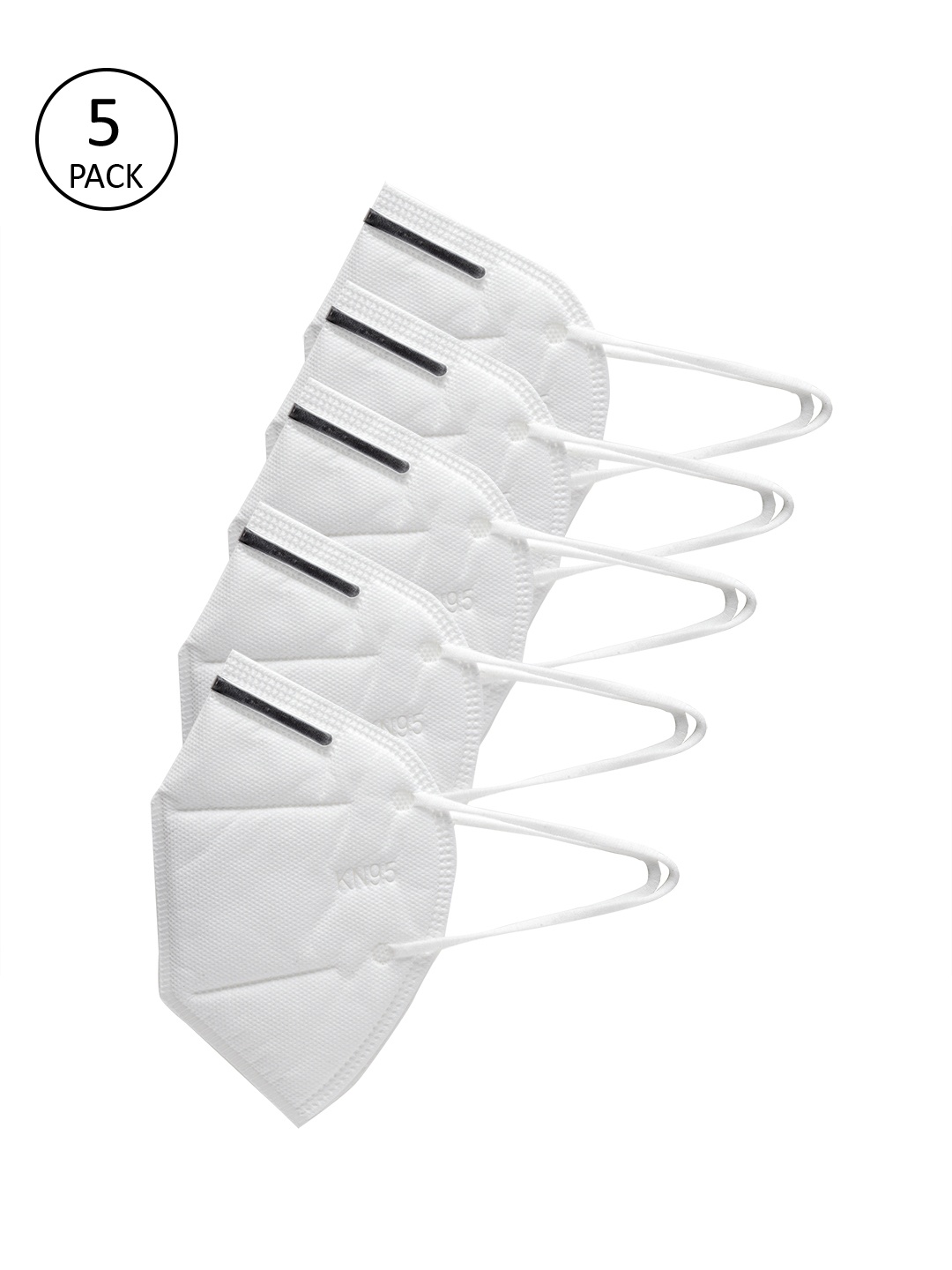 

WELBAWT Unisex Pack Of 5 Pcs White Solid Reusable 3-Ply Protective Outdoor Mask