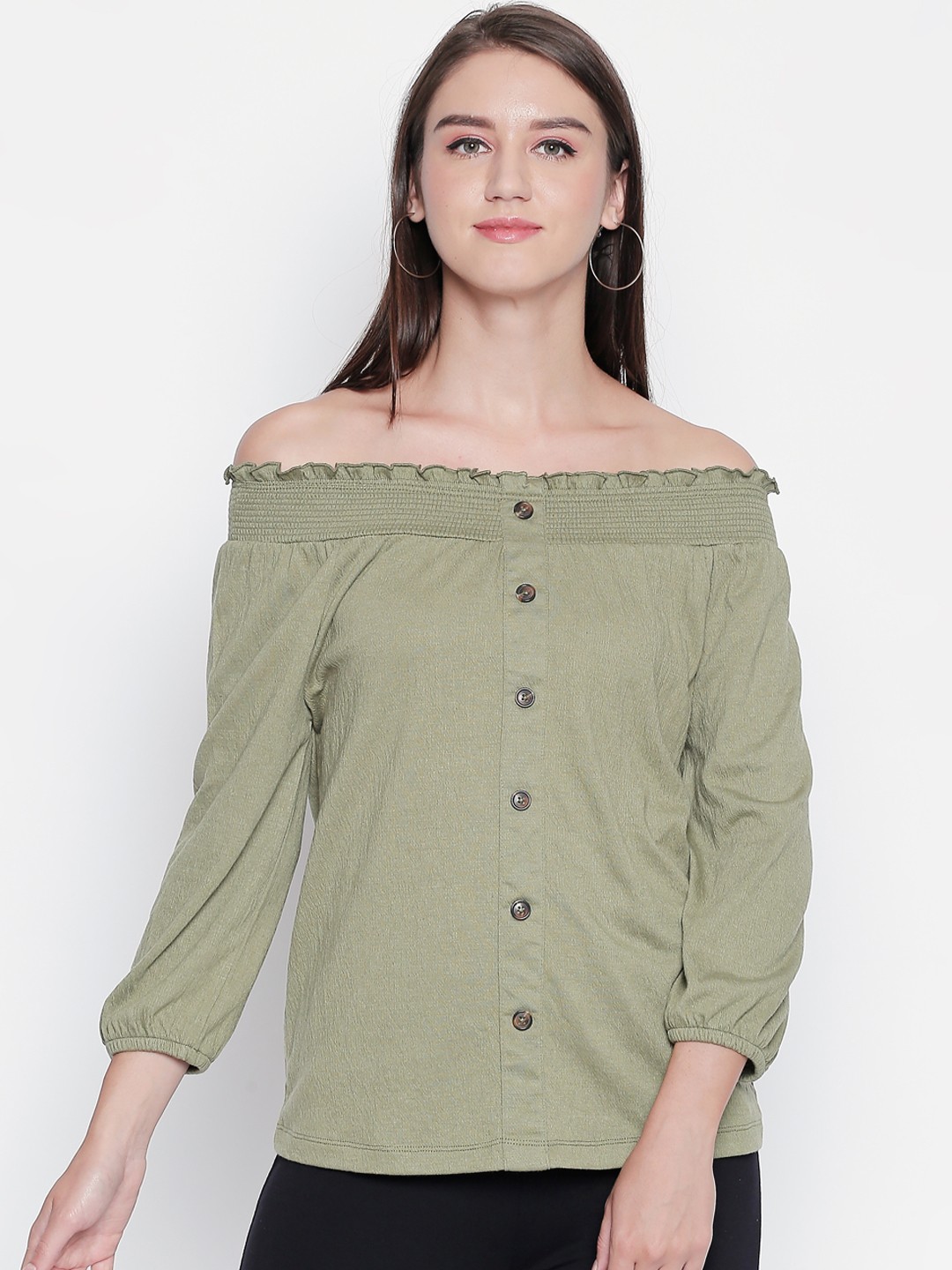 

Honey by Pantaloons Women Green Solid Top