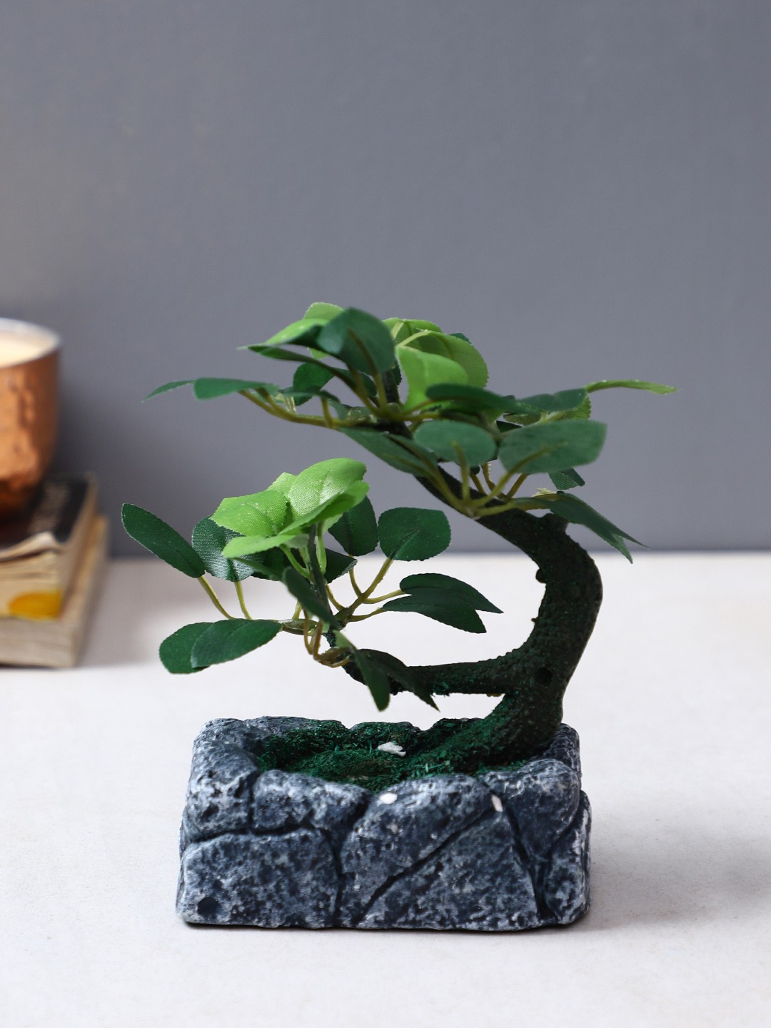 

TAYHAA Green & Blue Petite Vibrant Decorative Bonsai Plant