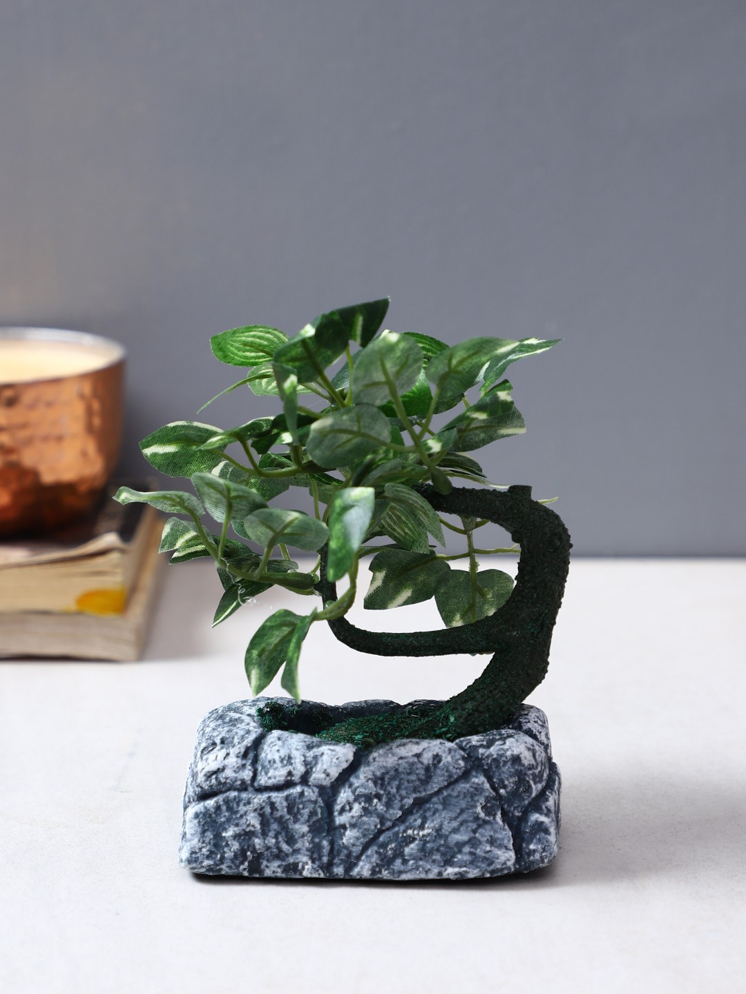 

TAYHAA Green & Grey Decorative Artificial Bonsai Indoor Plant