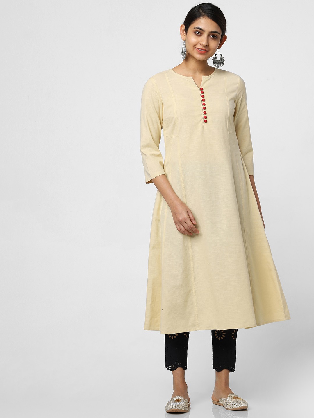

Naari Women Beige Solid A-Line Kurta
