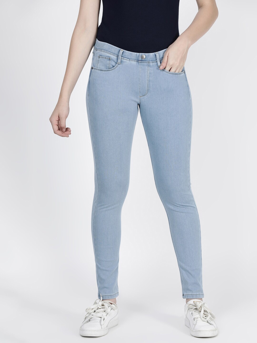 

TWIN BIRDS Women Blue Solid Jeggings