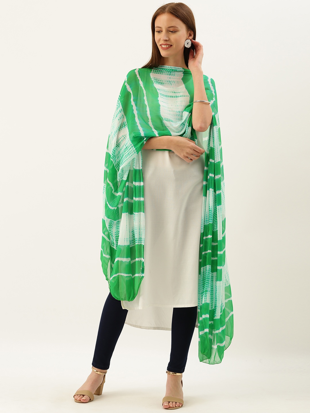 

Shaily Green & Off-White Shibori Dyed Dupatta