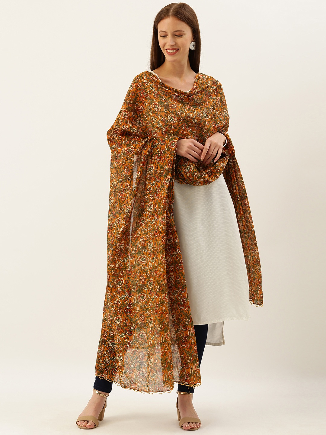 

Shaily Mustard & Green Printed Dupatta
