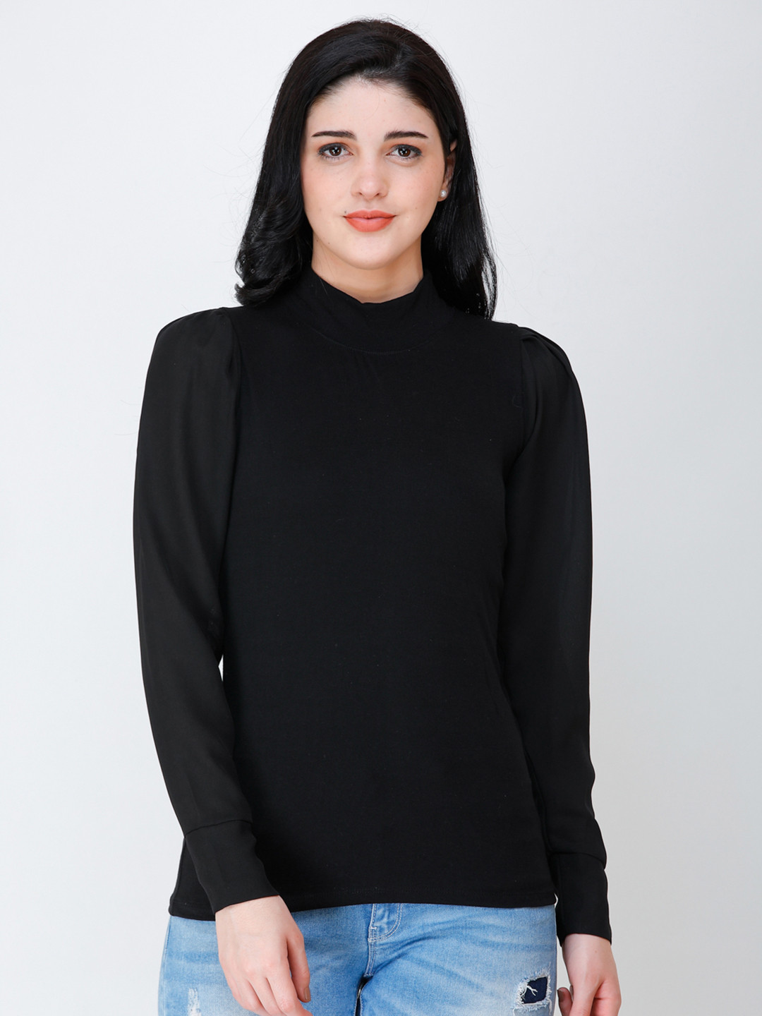 

SCORPIUS Women Black Solid Knitted Top