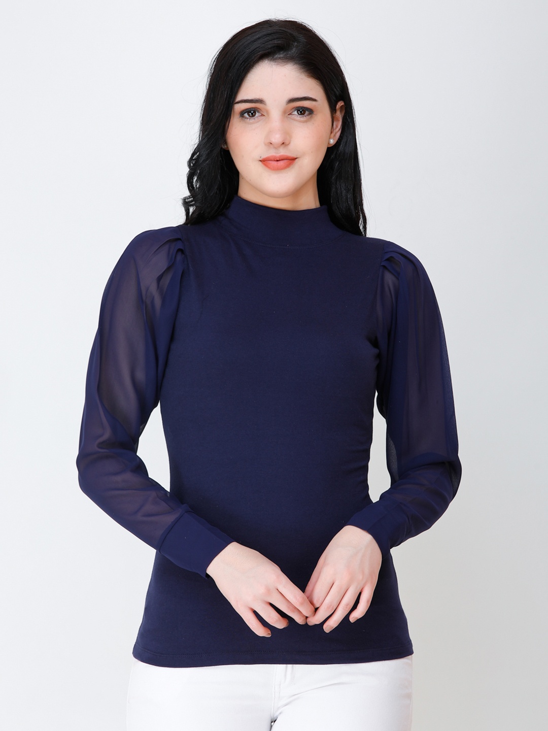 

SCORPIUS Women Navy Blue Solid Top