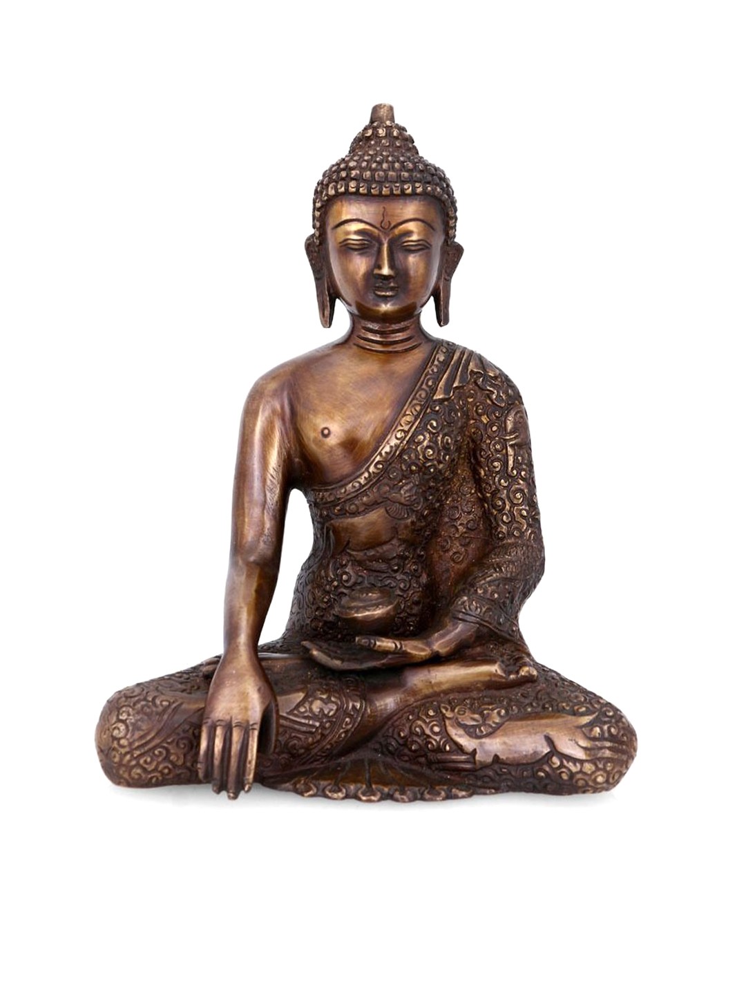 

CraftVatika Gold-Toned Brass Bhumisparsha Buddha Statue Showpiece